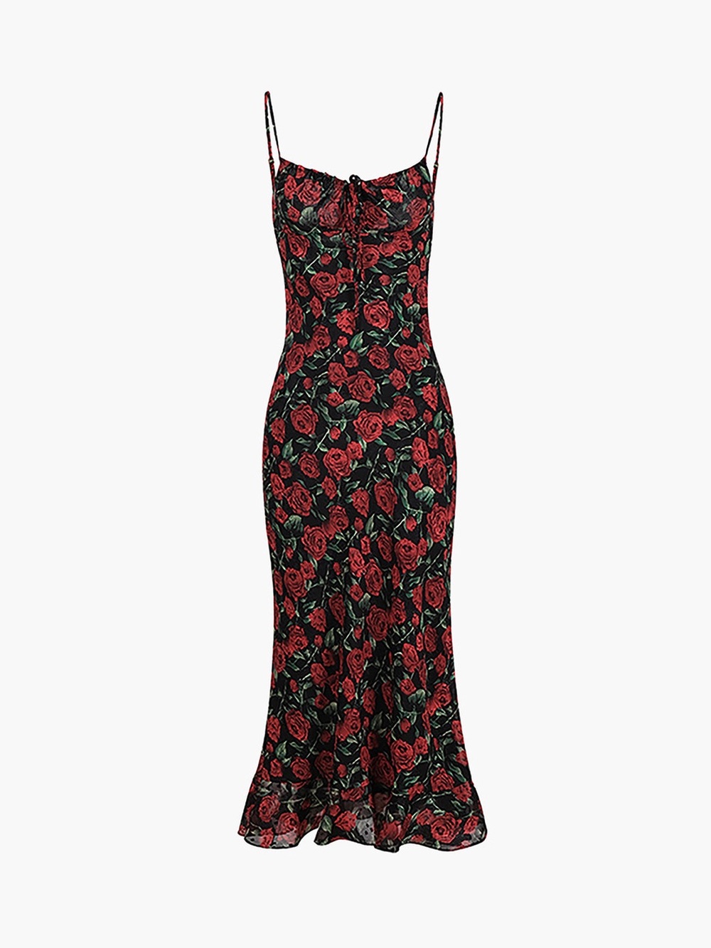 Commense Bulgarian Roses Black Floral Cami Maxi Slip Dress Size Large NWT